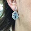 Vintage 14.02ct Aquamarine and Diamond Drop Earrings in 18kt White Gold