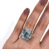 Vintage 12.30ct Aquamarine and Diamond Ring