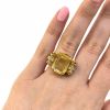 Retro Yellow Sapphire and Diamond Ring