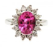 Vintage Pink Sapphire and Diamond Ring