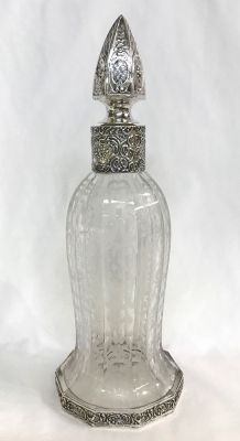 A German Hanau Silver and Cut Glass Decanter