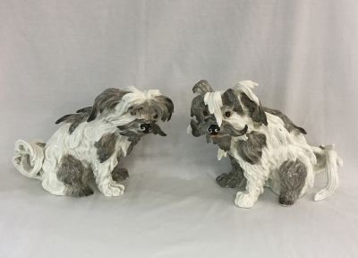 Pair of Ceramic Chinese Crested Dogs