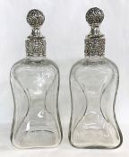 A pair of German Hanau Silver Mounted Decanters, circa 1880-1900