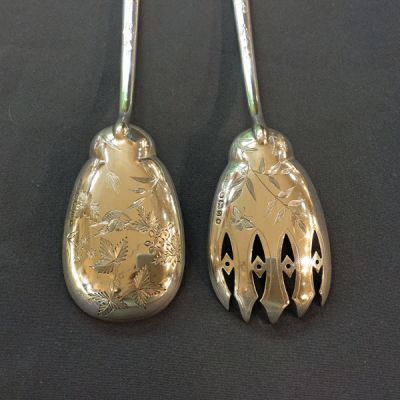Sterling Silver Aesthetic Movement Salad Servers