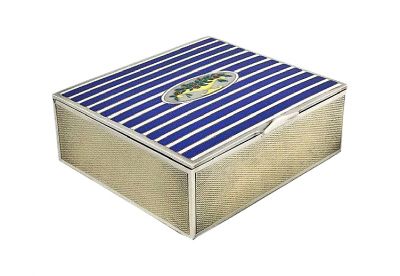 Alfred Dunhill Art Deco Enamelled Silver Cigarette Box
