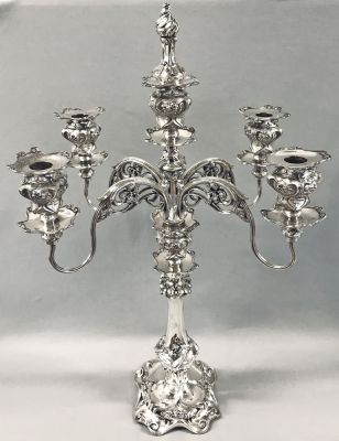 American Art Nouveau Silver Plate 5 Light Candelabra