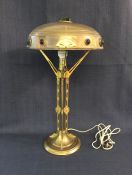 American Arts and Crafts “Jewelled” Brass Lamp