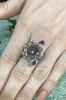 Vintage Amethyst and Diamond Floral Motif 18kt Ring