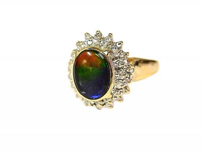 Ammolite and Diamond Ring