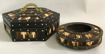Anglo-Indian Quill Box & Bowl, circa 1900