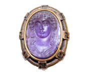 Antique Amethyst Cameo Brooch Pendant or Drop Holder
