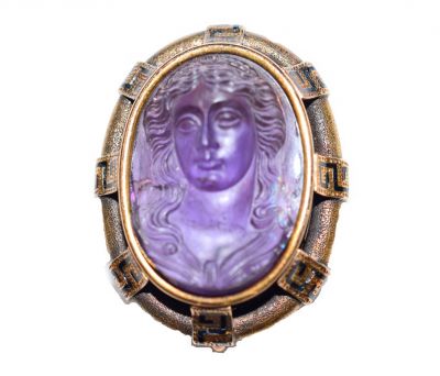 Antique Amethyst Cameo Brooch Pendant or Drop Holder