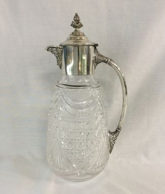Antique Claret Jug with Sterling Silver Mounts