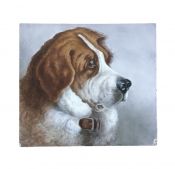 Hand Painted Copeland (Spode) Wall Plaque of a Saint Bernard, Dated 1888