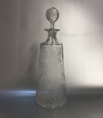 Antique Cut Glass Grape and Leaf Brandy Decanter