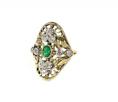 Antique Emerald and Diamond Ring