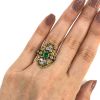 Antique Emerald and Diamond Ring in 18kt Yellow Gold