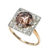 Antique Old Mine Cut Brown Diamond Ring
