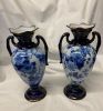 Antique Phoenix Ware Flow Blue Transfer Ware Mantel Vases