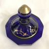 Antique Biedermeier Covered Jar In Cobalt Blue Glass