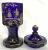 Antique Biedermeier Covered Jar In Cobalt Blue Glass