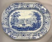 Antique Blue & White Transfer Ware Platter