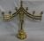 Antique Brass Menorah With Adjustable Arms & Candle Snuffer