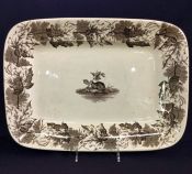 T. Furnival & Son Antique Brown Transfer Ware Platter of the 