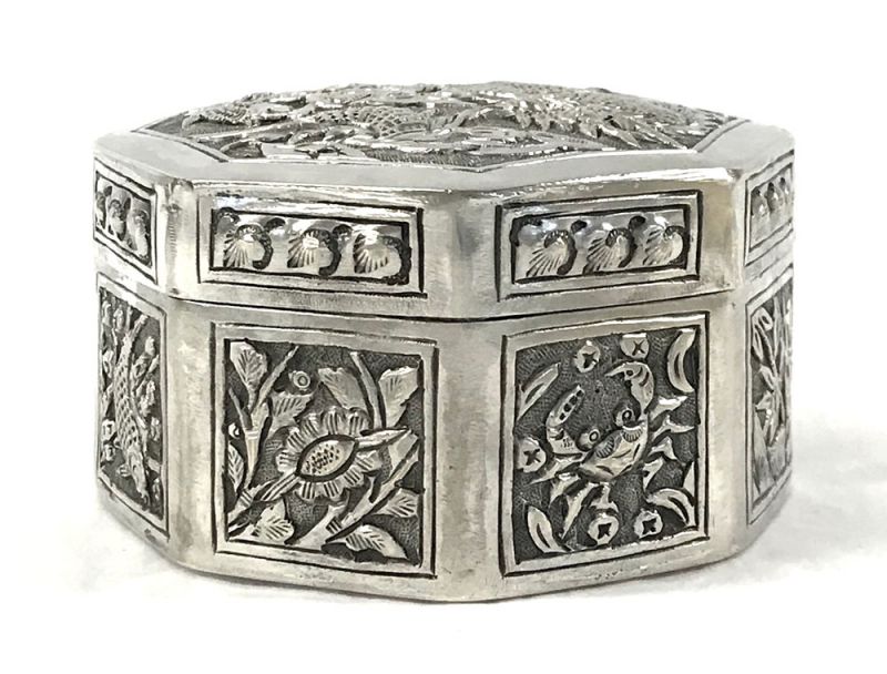 Antique Chinese Octagonal Box In 900 Fine Silver | Cynthia Findlay Fine ...