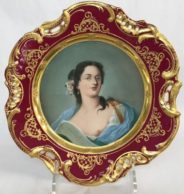 Antique Dresden Portrait Cabinet Plate