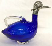 Antique Duck Shaped Cobalt Blue Glass Claret Jug