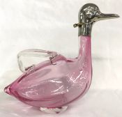 Antique Duck Shaped Cranberry Glass Claret Jug