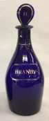 Antique English Bristol Blue Brandy Decanter