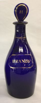 Antique English Bristol Blue Brandy Decanter