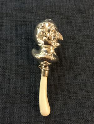 Antique English Silver Punch Baby Rattle