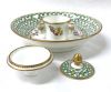 Antique French Porcelain Inkwell And Attached Stand