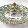 Antique French Porcelain Inkwell And Attached Stand