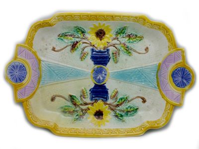 Antique Majolica Cake Plate