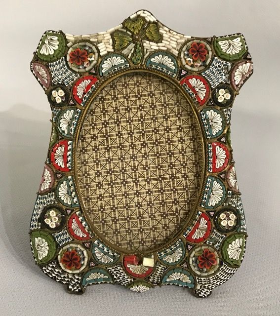 Antique Micro Mosaic Picture Frame, Made In Italy