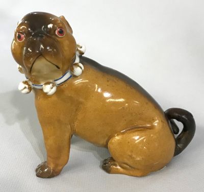 Antique Porcelain Pug Dog Figure