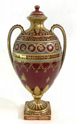 Antique Royal Crown Derby Covered Urn