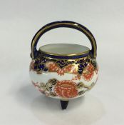 Antique Royal Crown Derby Miniature Footed Witches Cauldron