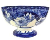 Antique Royal Doulton Flow Blue Pedestal Bowl
