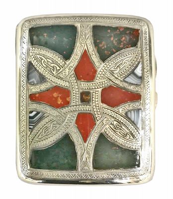 Antique Scottish Pebble Hardstone Cigarette Case