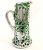  Antique Silver Overlay Green Glass Water Jug