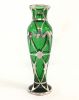 Antique Silver Overlay Green Glass Vase