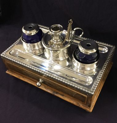 Antique Silver Plate Inkwell 
