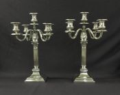 Spanish Silver Neo Classical style 5 light Candelabra