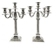 Spanish Silver Neo Classical style 5 light Candelabra