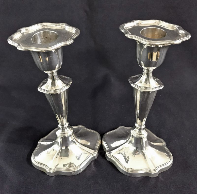 Antique Sterling Silver Candlesticks With Removable Bobeches